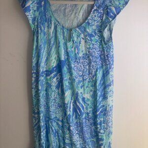 Lilly Pulitzer Women's Rejina Blue Haven Hey Hey Soleil Dress size M 100% Cotton
